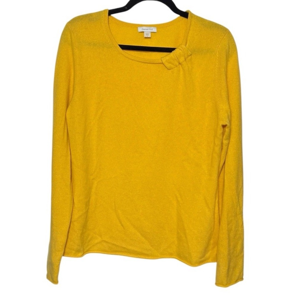 Garnet Hill Yellow 100% Cashmere Sweater Women's Size Large Cozy
